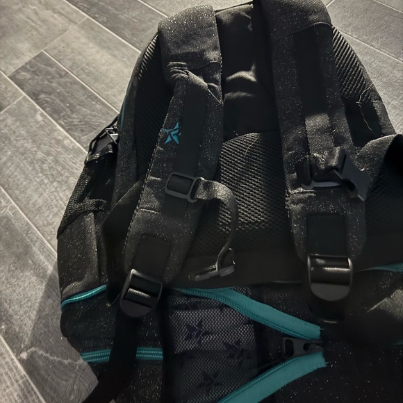 Rebel Athletics baby sized Black and Teal Backpack with Rhinestone Design - Picture 2 of 3